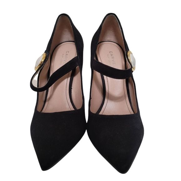 Carvel by Kurt Geiger Black Suede Pearl Pumps 39 - Picture 2 of 8